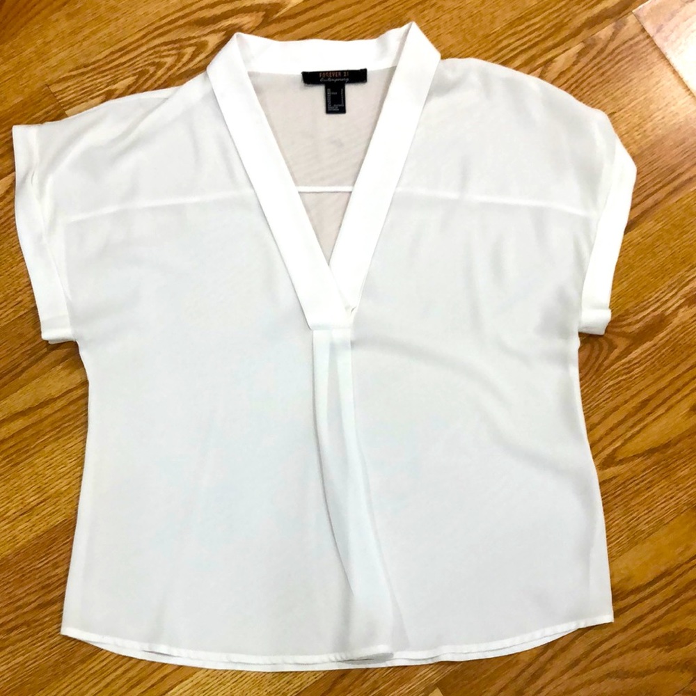 Forever 21 White Chiffon Blouse